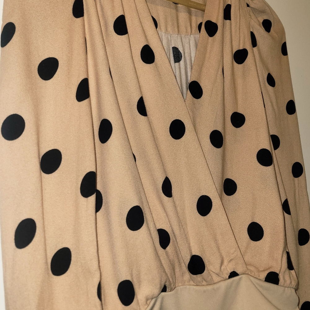AFRM Beige Blouse with Black Dots